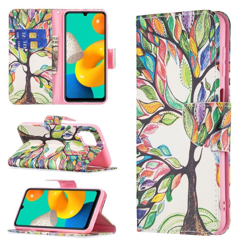 Etui Folio Do Samsung Galaxy M32 Kolorowe Drzewo