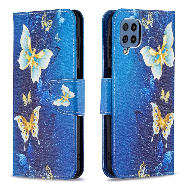 Etui Folio Do Samsung Galaxy M32 Złote Motyle