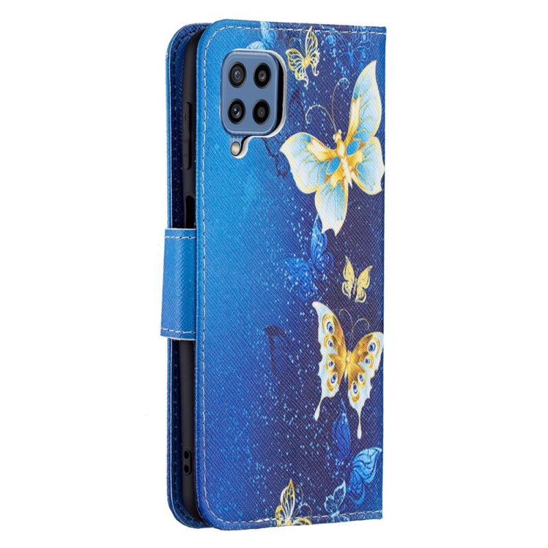 Etui Folio Do Samsung Galaxy M32 Złote Motyle