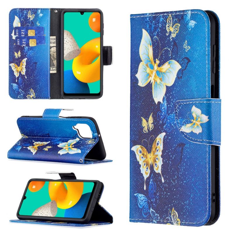 Etui Folio Do Samsung Galaxy M32 Złote Motyle