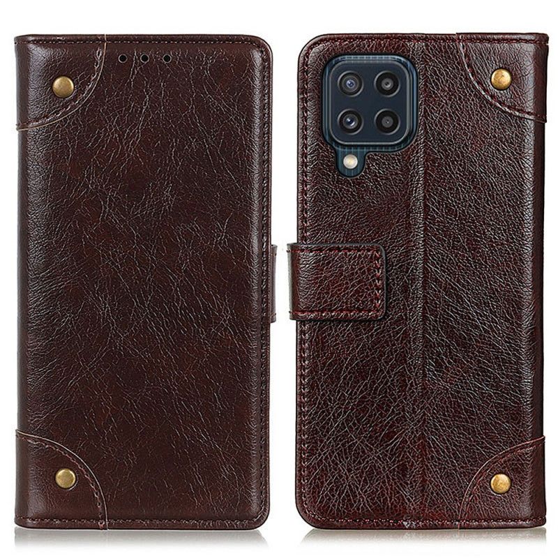 Etui Folio Samsung Galaxy M32 Nappa Nity Ze Skóry Dwoinowej Etui Ochronne