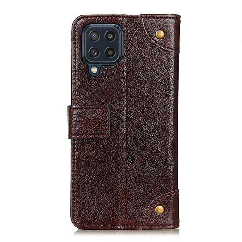 Etui Folio Samsung Galaxy M32 Nappa Nity Ze Skóry Dwoinowej Etui Ochronne