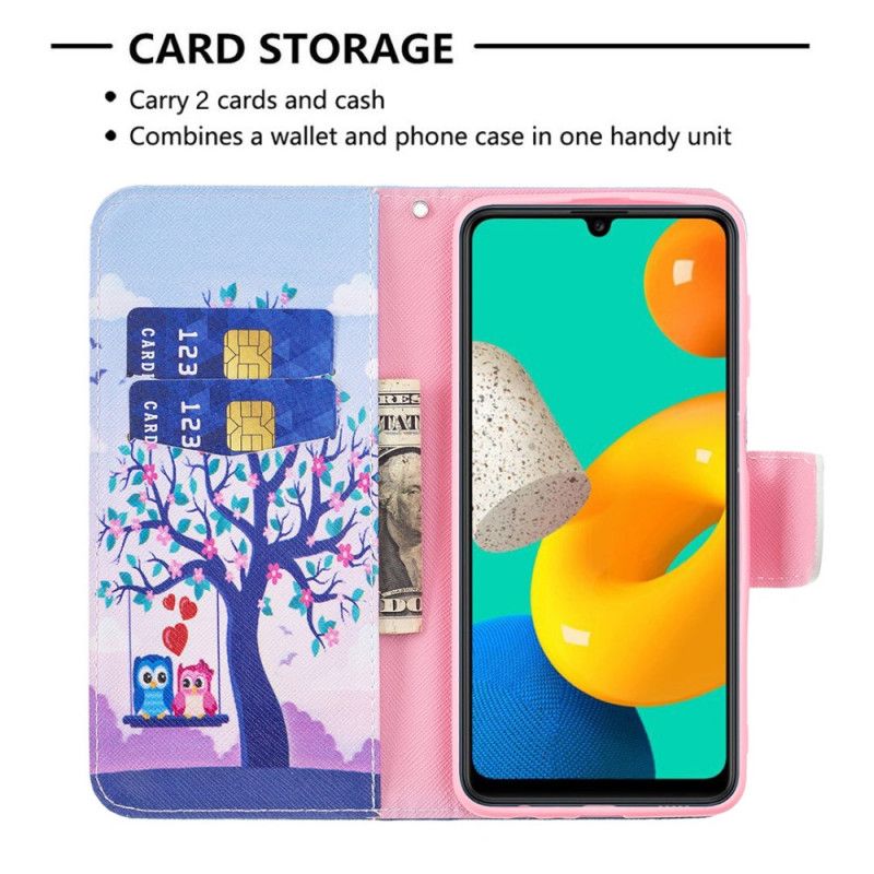 Etui Folio Samsung Galaxy M32 Sowy Na Huśtawce Etui Ochronne