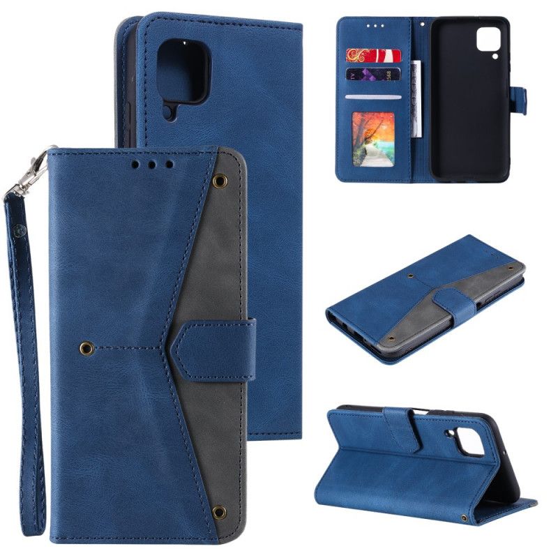 Etui Folio Samsung Galaxy M32 Szwy W Dotyku Skóry Etui Ochronne