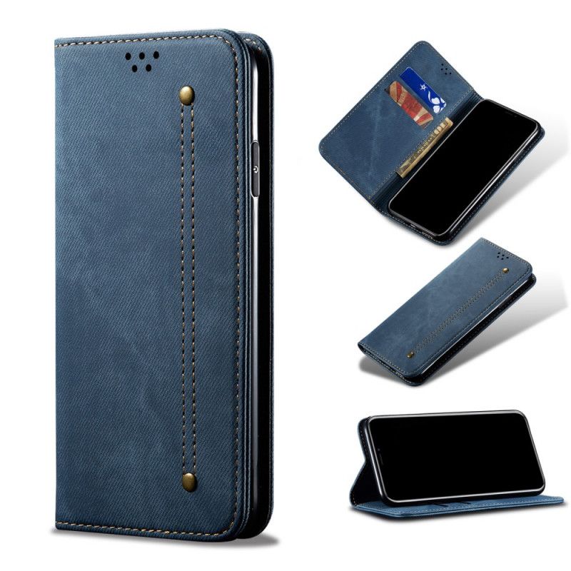 Flip Kotelot Samsung Galaxy M32 Etui Na Telefon Denim Tkanina