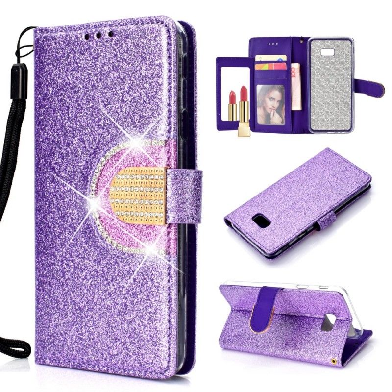 Etui Folio Samsung Galaxy J4 Plus Biały Czarny Cekiny I Diamenty