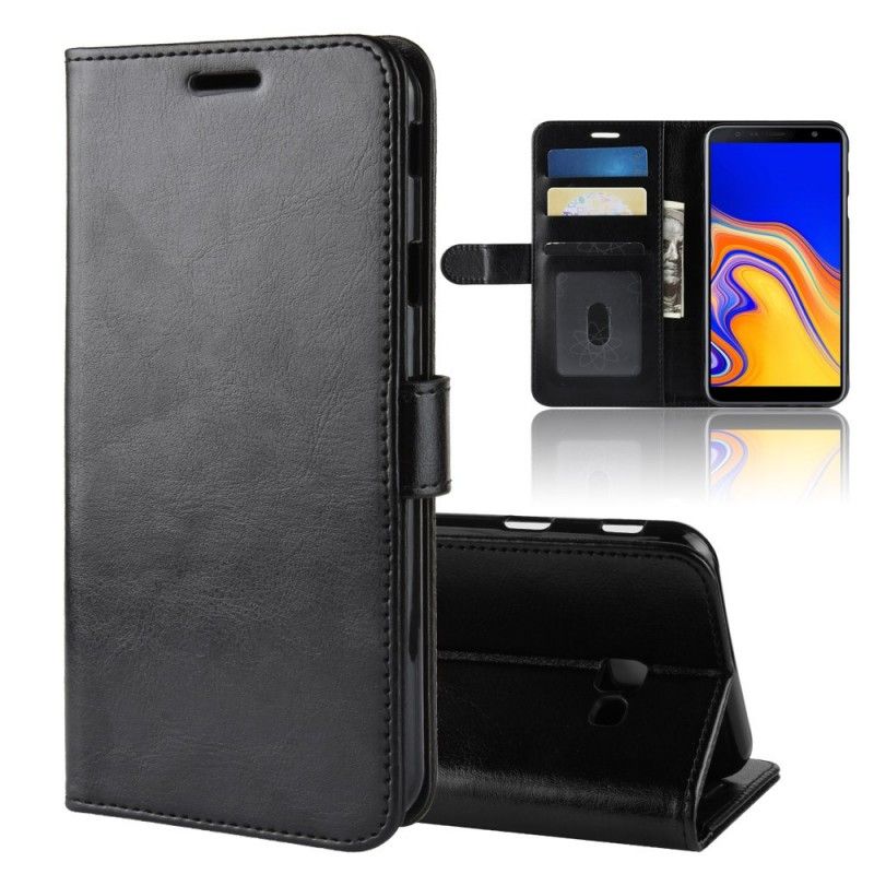 Etui Folio Samsung Galaxy J4 Plus Czerwony Czarny Ultra Sztuczna Skóra Etui Ochronne