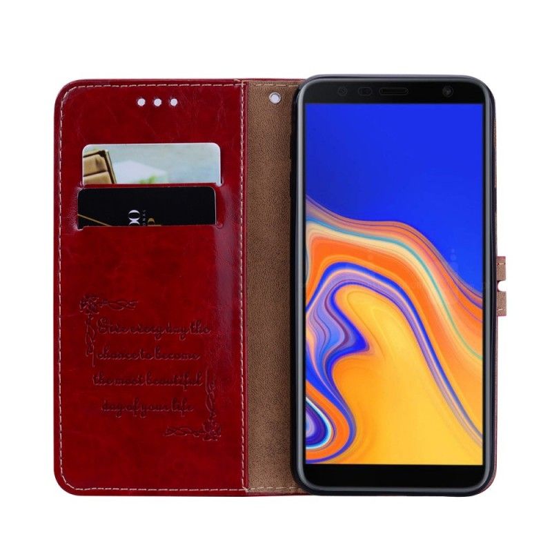 Etui Folio Samsung Galaxy J4 Plus Czerwony Lśniąca. Skórzana Czapka Księcia