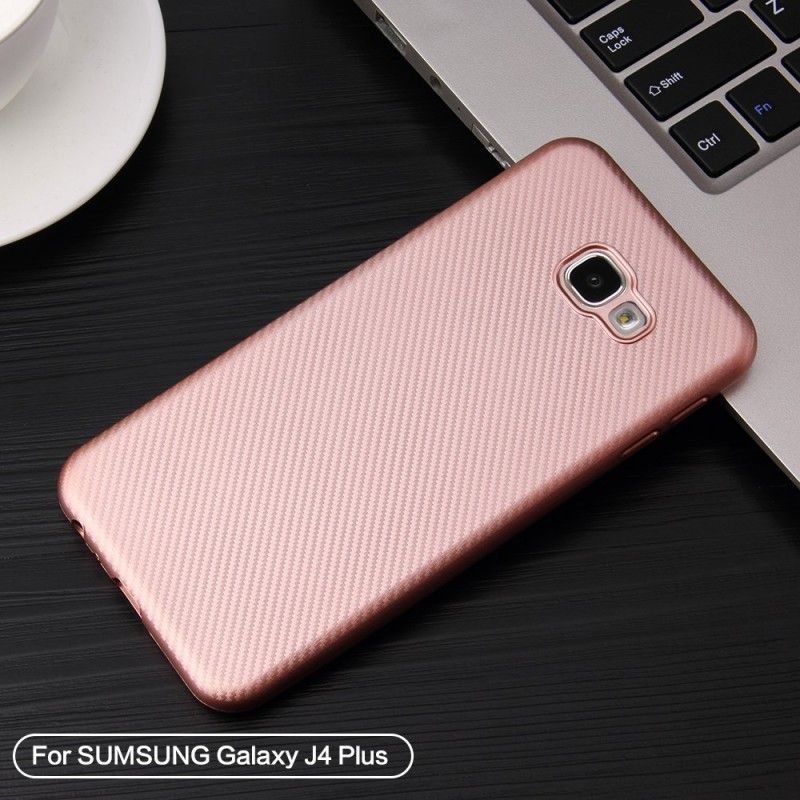 Etui Samsung Galaxy J4 Plus Czarny Tkana Antypoślizgowa