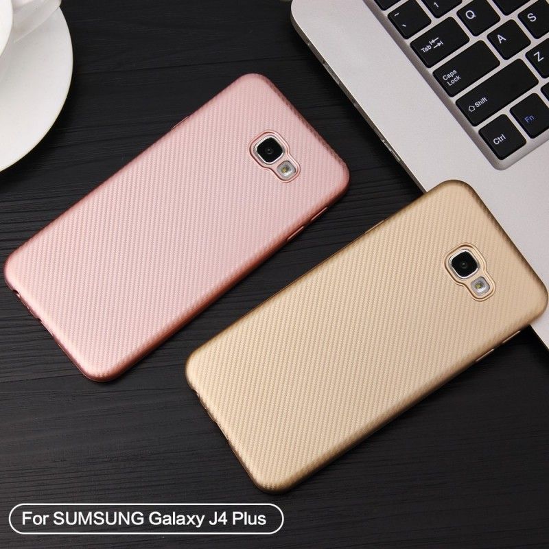 Etui Samsung Galaxy J4 Plus Czarny Tkana Antypoślizgowa