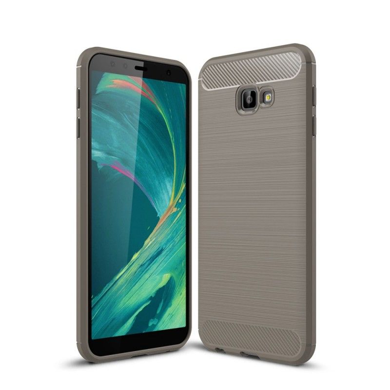 Etui Samsung Galaxy J4 Plus Szary Czarny Szczotkowane Włókno Węglowe