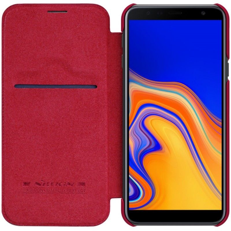 Flip Kotelot Samsung Galaxy J4 Plus Brązowy Czerwony Etui na Telefon Seria Nillkin Qin