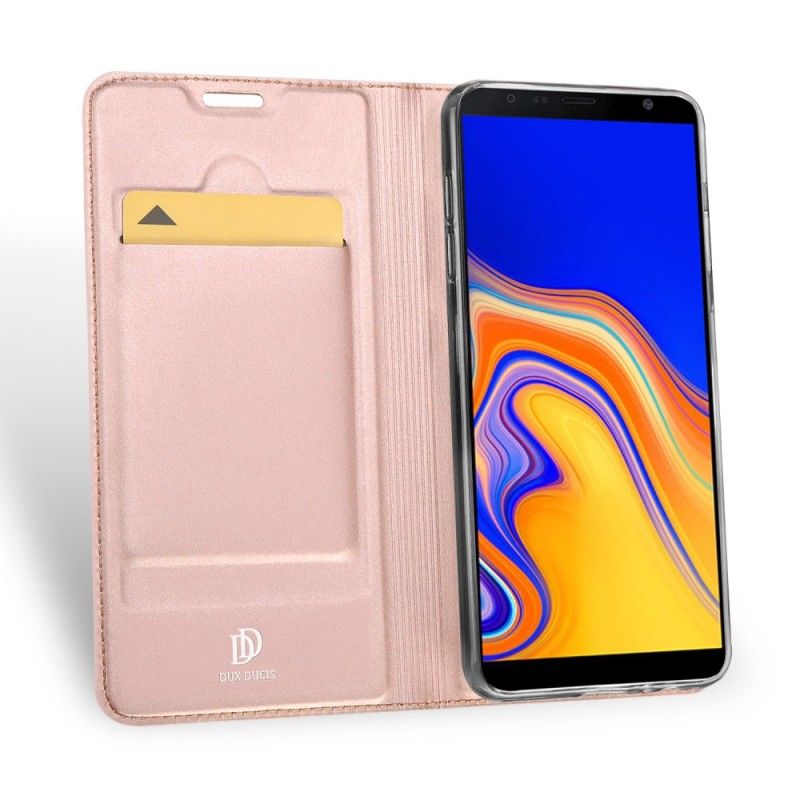 Flip Kotelot Samsung Galaxy J4 Plus Złoty Seria Pierwszej Klasy Etui Ochronne