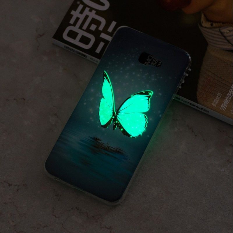 Futerały Samsung Galaxy J4 Plus Etui na Telefon Fluorescencyjny Niebieski Motyl