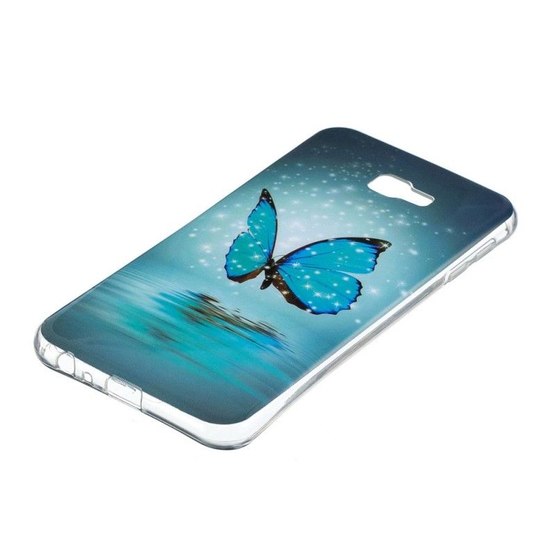 Futerały Samsung Galaxy J4 Plus Etui na Telefon Fluorescencyjny Niebieski Motyl