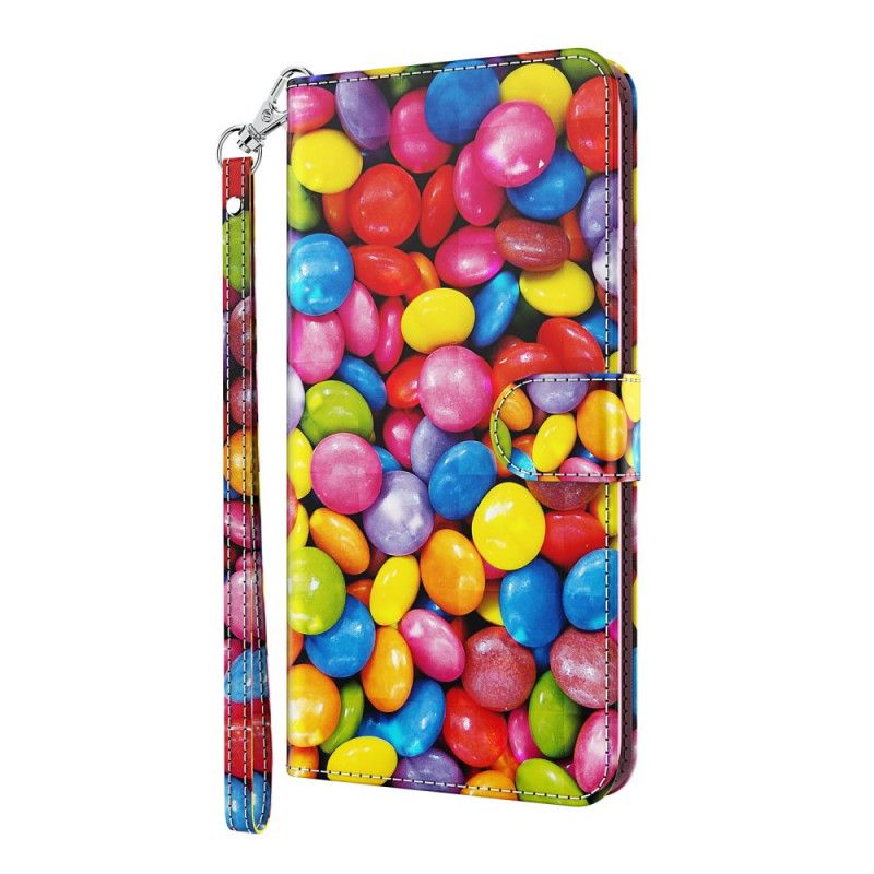 Etui Folio Samsung Galaxy S21 Plus 5G Cukierki W Paski Z Punktami Świetlnymi