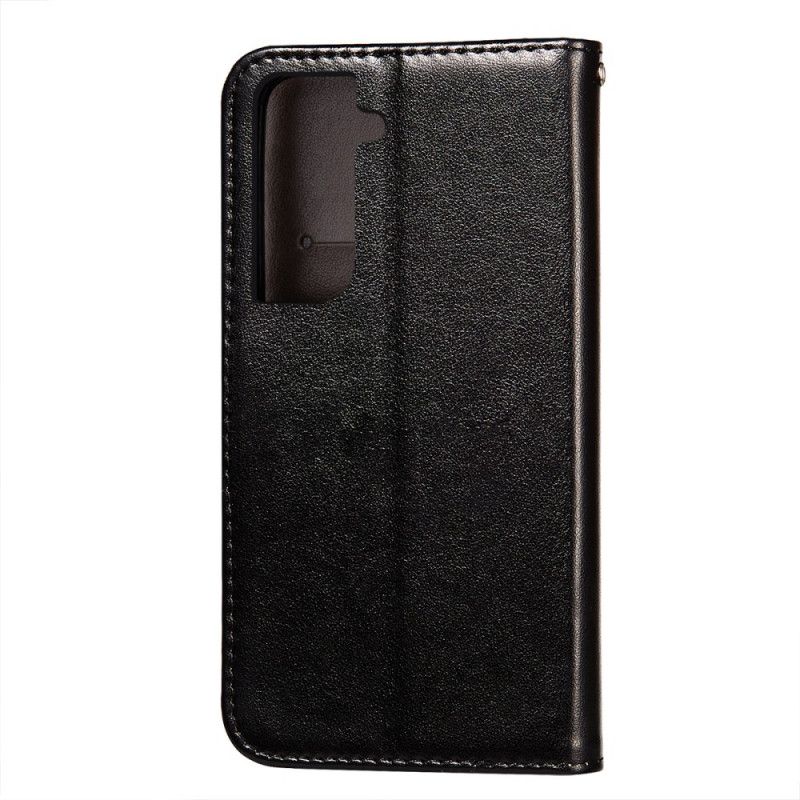 Etui Folio Samsung Galaxy S21 Plus 5G Czerwony Czarny Dwustronne Zapięcie W Stylu Skóry