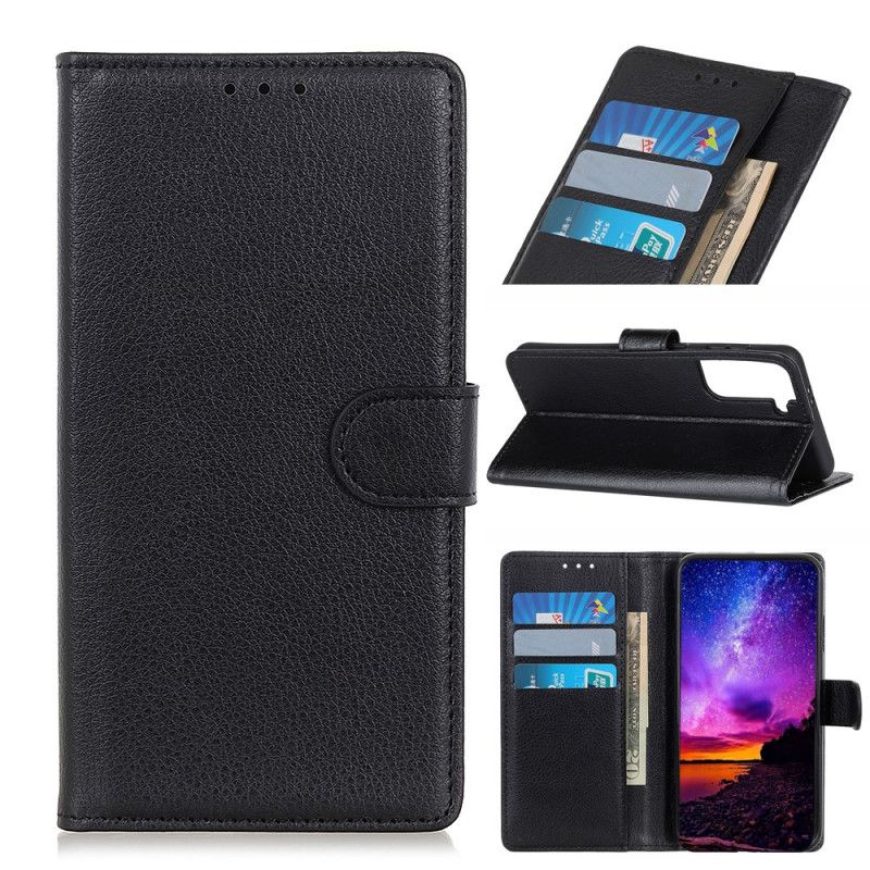 Etui Folio Samsung Galaxy S21 Plus 5G Czerwony Czarny Liczi Teksturowane Etui Ochronne