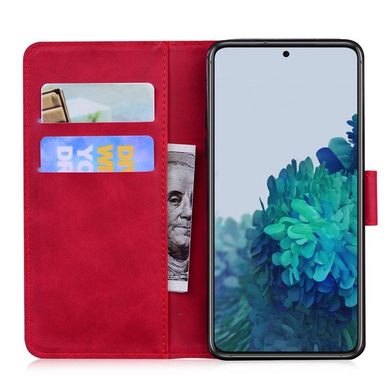 Etui Folio Samsung Galaxy S21 Plus 5G Czerwony Czarny Odcisk Twarzy Tygrysa