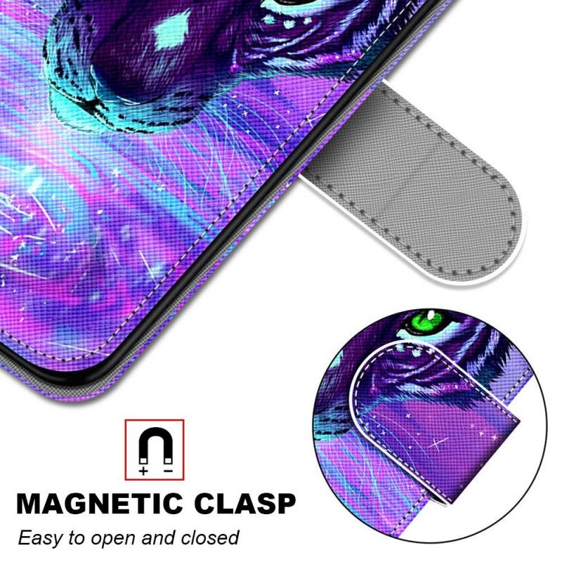 Etui Folio Samsung Galaxy S21 Plus 5G Fioletowy Czarny Magiczna Kotka Etui Ochronne