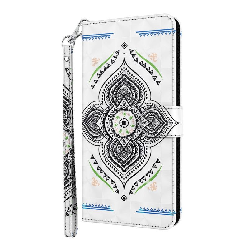 Etui Folio Samsung Galaxy S21 Plus 5G Granatowy Biały Mandala Z Punktami Świetlnymi Z Paskiem Etui Ochronne