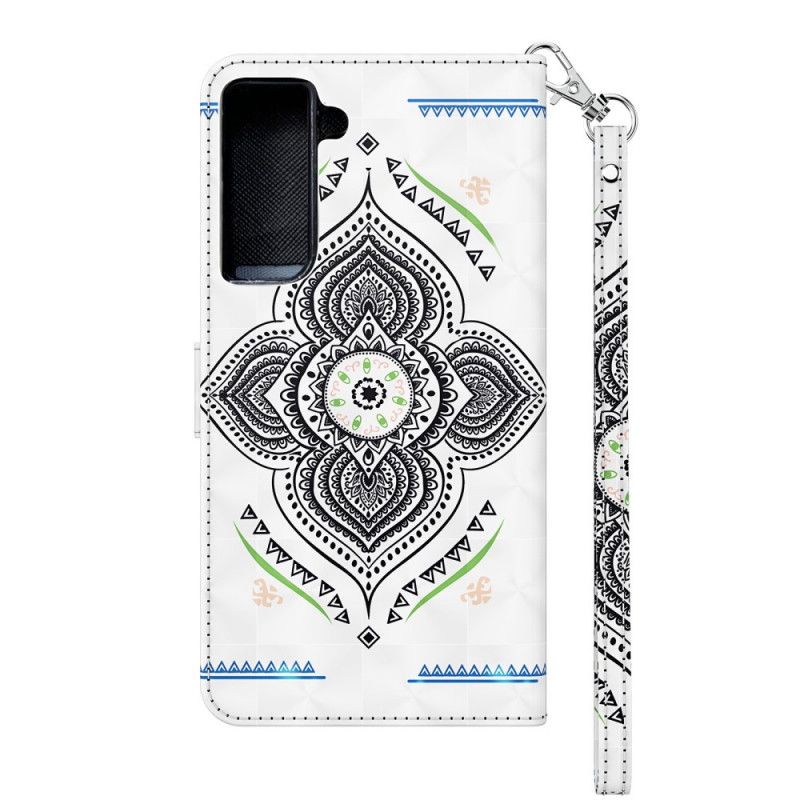 Etui Folio Samsung Galaxy S21 Plus 5G Granatowy Biały Mandala Z Punktami Świetlnymi Z Paskiem Etui Ochronne