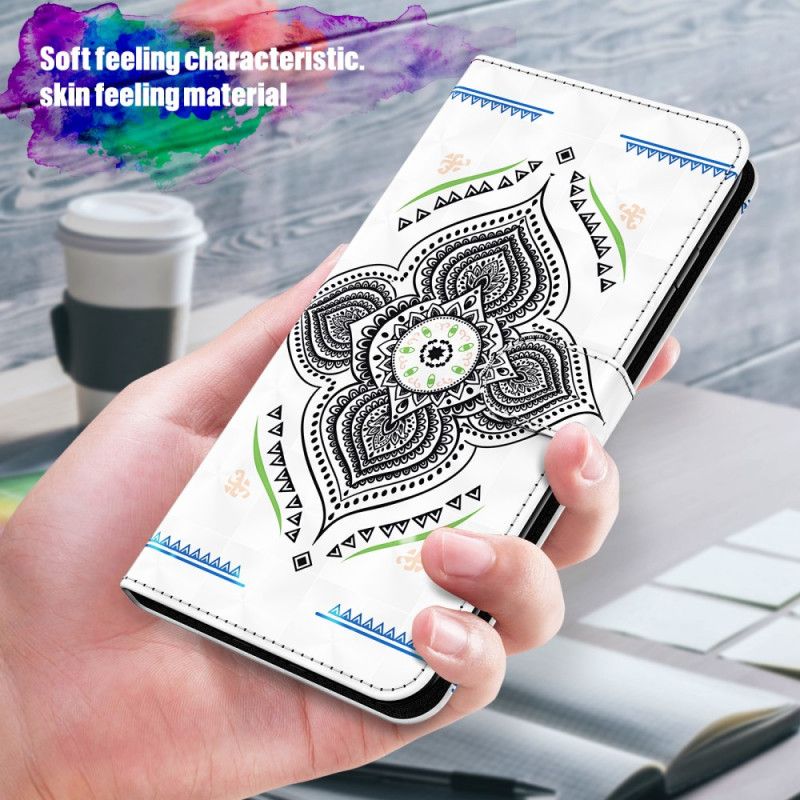 Etui Folio Samsung Galaxy S21 Plus 5G Granatowy Biały Mandala Z Punktami Świetlnymi Z Paskiem Etui Ochronne