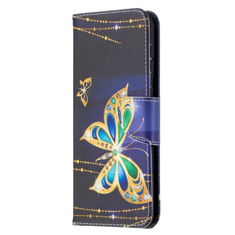 Etui Folio Samsung Galaxy S21 Plus 5G Granatowy Czarny Motyle Królów Etui Ochronne