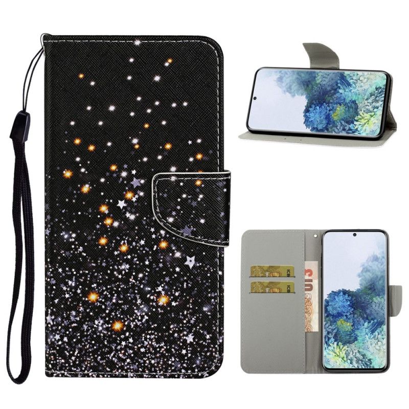 Etui Folio Samsung Galaxy S21 Plus 5G Gwiazdki I Cekiny Z Paskiem Etui Ochronne