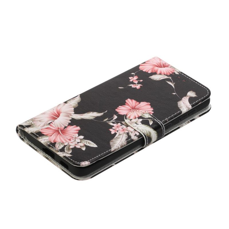 Etui Folio Samsung Galaxy S21 Plus 5G Jasnoniebieski Czarny Dzikie Kwiaty