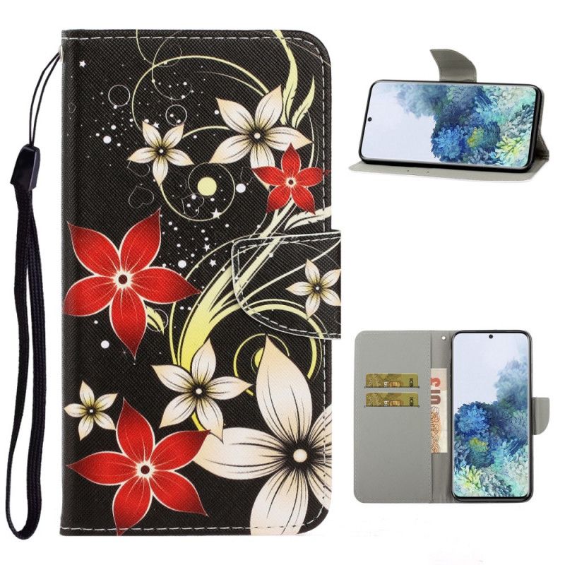 Etui Folio Samsung Galaxy S21 Plus 5G Kolorowe Kwiaty Z Paskiem