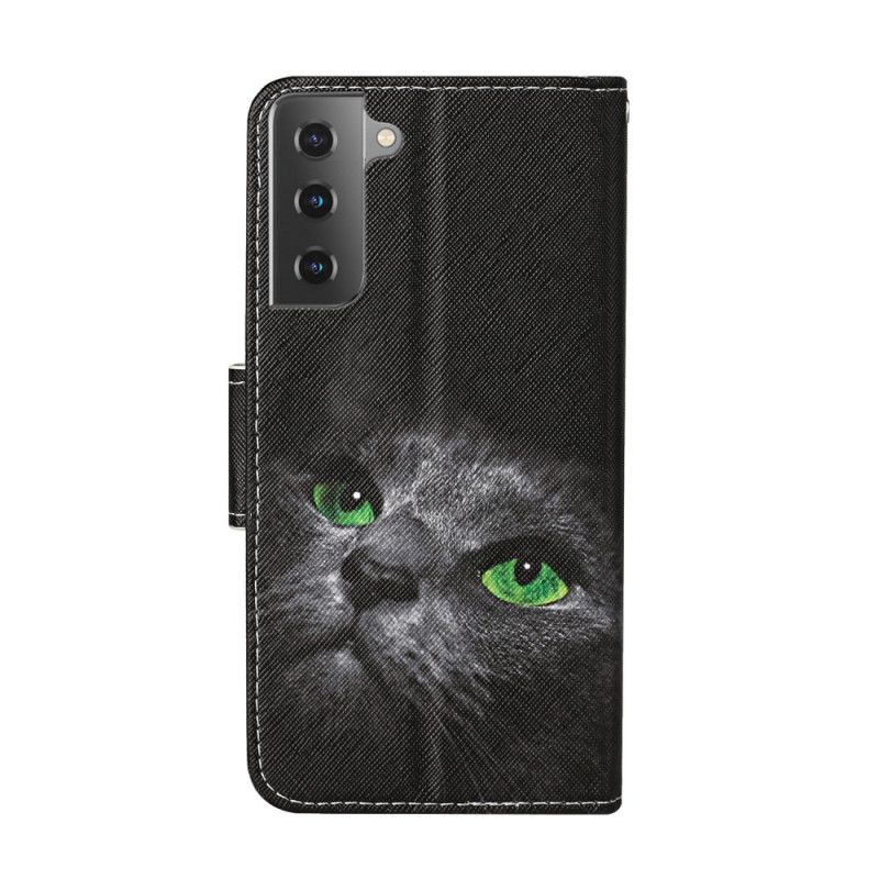 Etui Folio Samsung Galaxy S21 Plus 5G Kot Z Zielonymi Oczami W Stringach