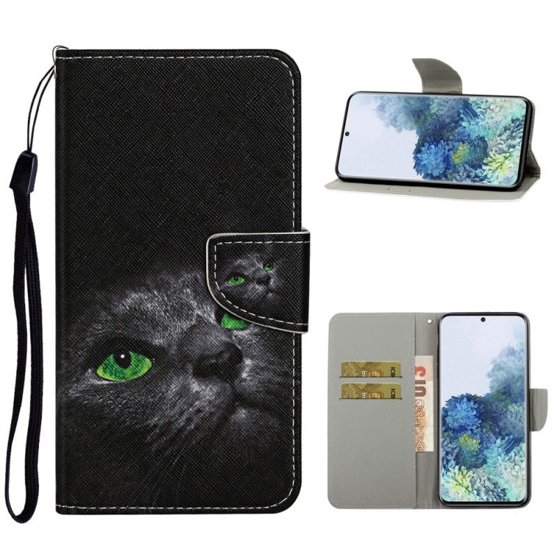 Etui Folio Samsung Galaxy S21 Plus 5G Kot Z Zielonymi Oczami W Stringach