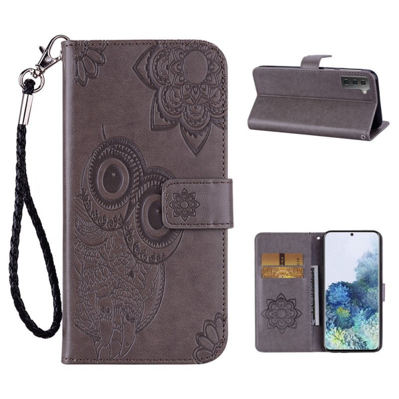 Etui Folio Samsung Galaxy S21 Plus 5G Magenta Szary Mandala Sowa I Stringi