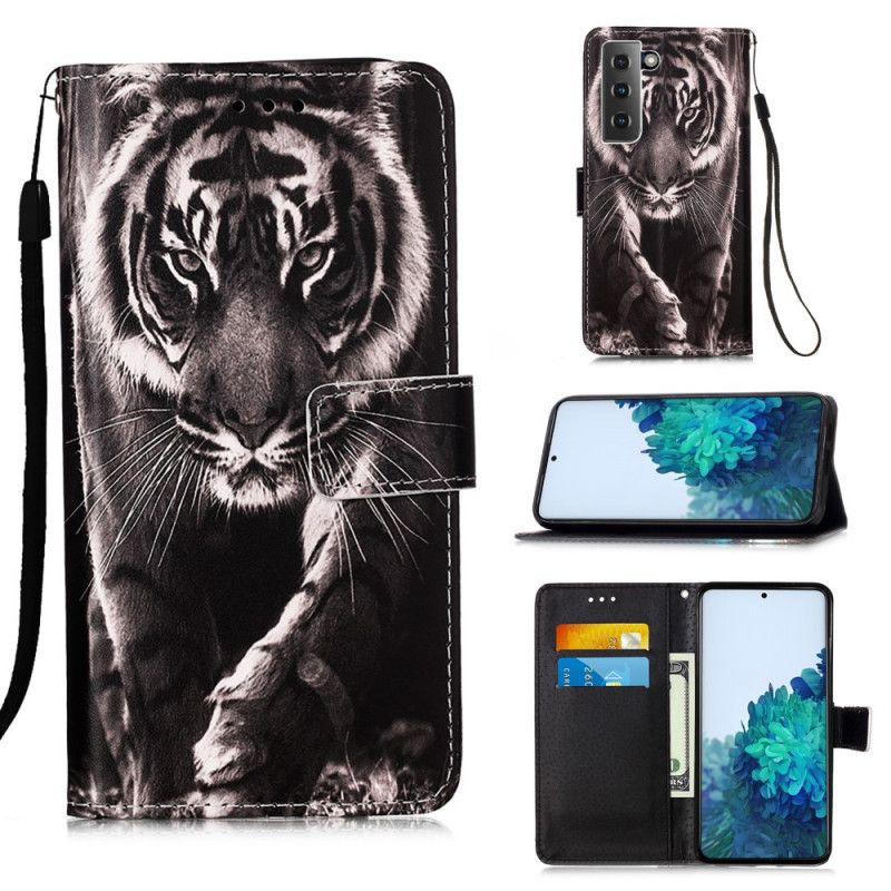 Etui Folio Samsung Galaxy S21 Plus 5G Nocny Tygrys Etui Ochronne