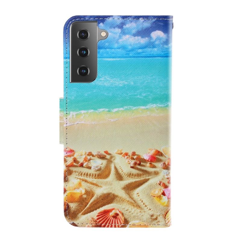 Etui Folio Samsung Galaxy S21 Plus 5G Plaża Z Paskiem Etui Ochronne