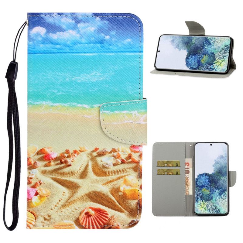 Etui Folio Samsung Galaxy S21 Plus 5G Plaża Z Paskiem Etui Ochronne