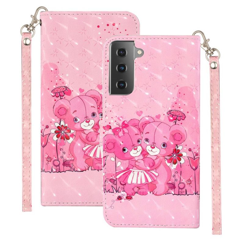 Etui Folio Samsung Galaxy S21 Plus 5G Pluszowe Pluszowe Misie Z Paskiem Etui Ochronne