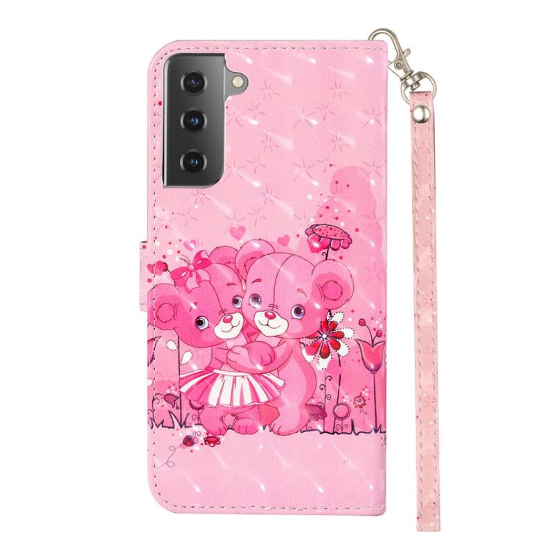 Etui Folio Samsung Galaxy S21 Plus 5G Pluszowe Pluszowe Misie Z Paskiem Etui Ochronne