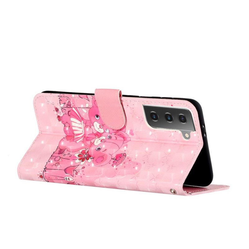 Etui Folio Samsung Galaxy S21 Plus 5G Pluszowe Pluszowe Misie Z Paskiem Etui Ochronne