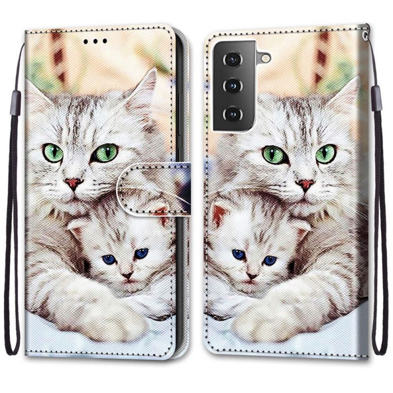 Etui Folio Samsung Galaxy S21 Plus 5G Rodzina Kotów Etui Ochronne