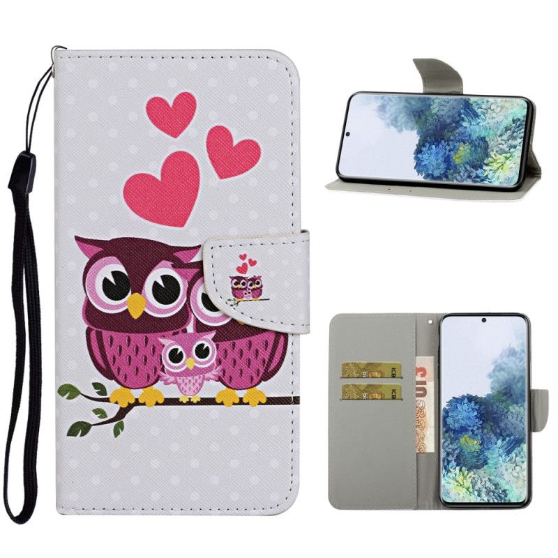 Etui Folio Samsung Galaxy S21 Plus 5G Rodzina Sów Ze Stringami