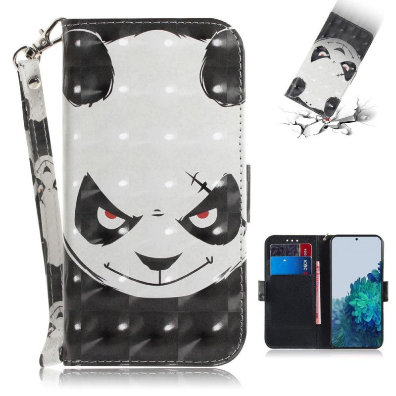 Etui Folio Samsung Galaxy S21 Plus 5G Różowy Czarny Panda Ze Stringami