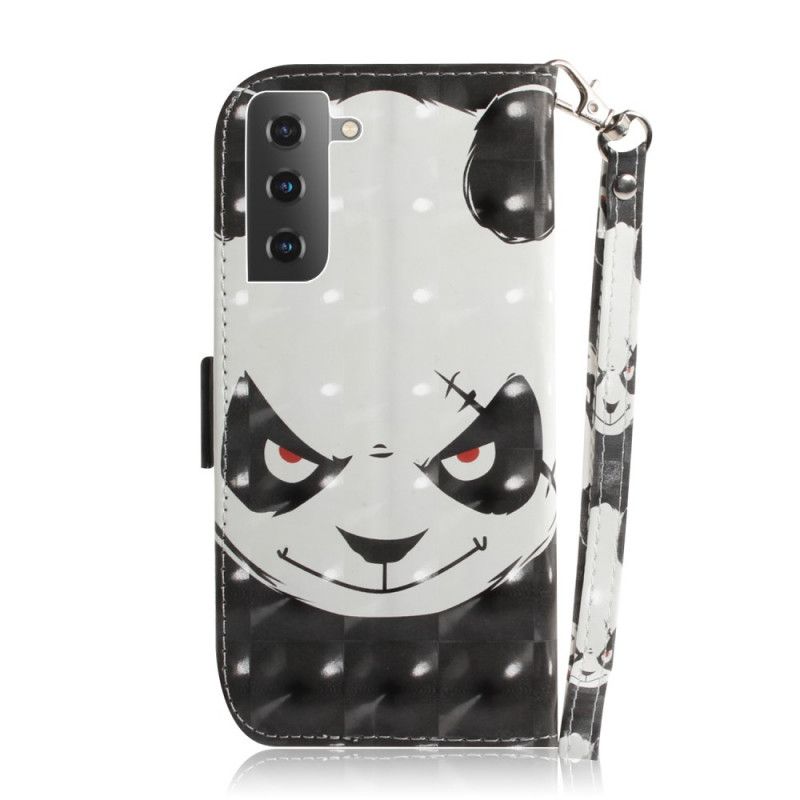 Etui Folio Samsung Galaxy S21 Plus 5G Różowy Czarny Panda Ze Stringami