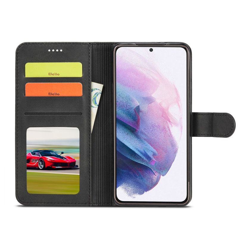 Etui Folio Samsung Galaxy S21 Plus 5G Szary Czarny Lc.Imeeke Efekt Skóry Etui Ochronne