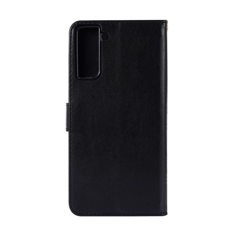 Etui Folio Samsung Galaxy S21 Plus 5G Szary Czarny Motyle Na Wietrze