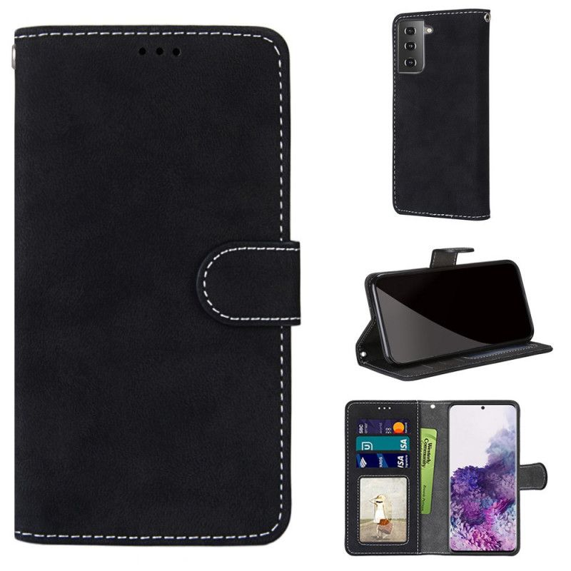 Etui Folio Samsung Galaxy S21 Plus 5G Szary Czarny Skóra Ekologiczna W Nowych Kolorach Vintage Etui Ochronne