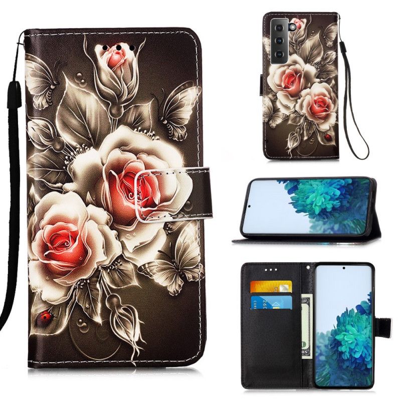 Etui Folio Samsung Galaxy S21 Plus 5G Złote Róże