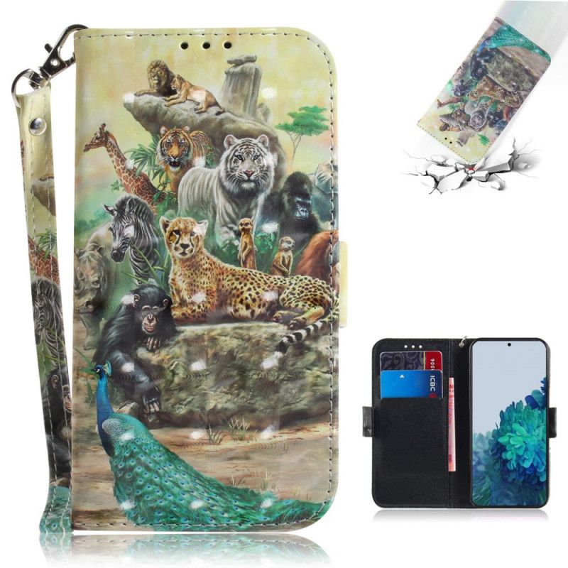 Etui Folio Samsung Galaxy S21 Plus 5G Zwierzęta Safari W Stringach