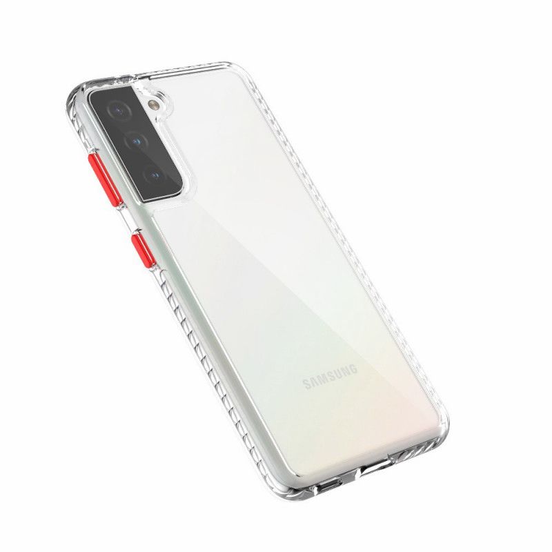 Etui Samsung Galaxy S21 Plus 5G Czerwony Czarny Przezroczyste Kolorowe Przyciski